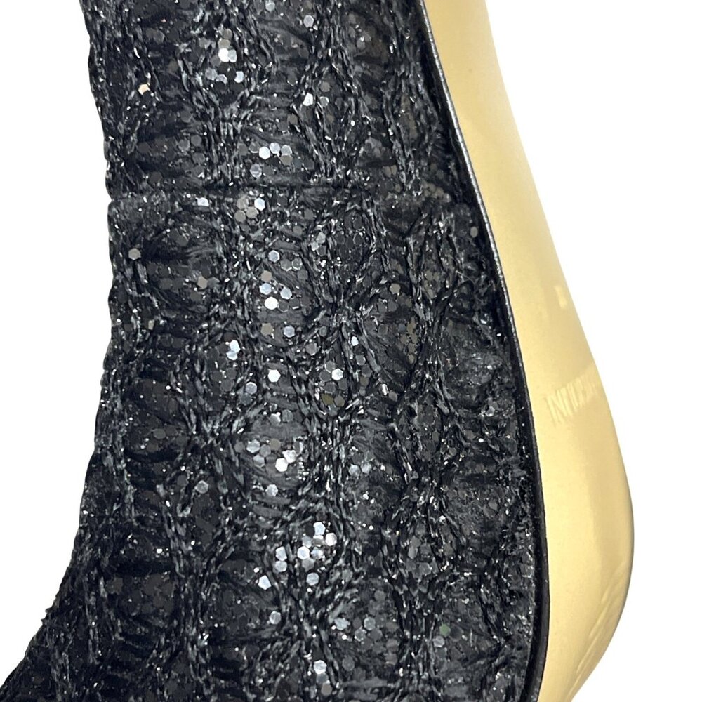Enzo Angiolini EAMAIVEN Black Glitter Stiletto Open Toe Pump Sz 8 M High Heel - Picture 7 of 10
